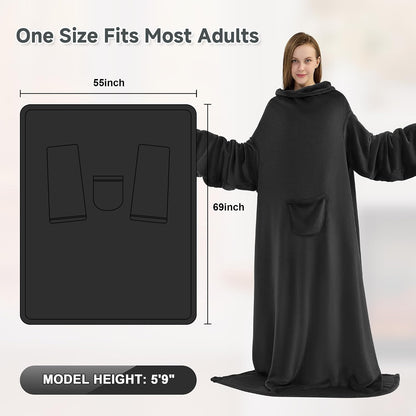IFNOW Fleece Wearable Blanket with Sleeves, Oversized Snuggle Robe