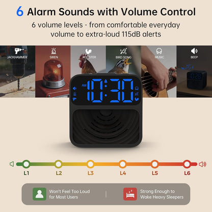 AuroraCalm Extra Loud Alarm Clock for Heavy Sleepers with 115dB Alarm