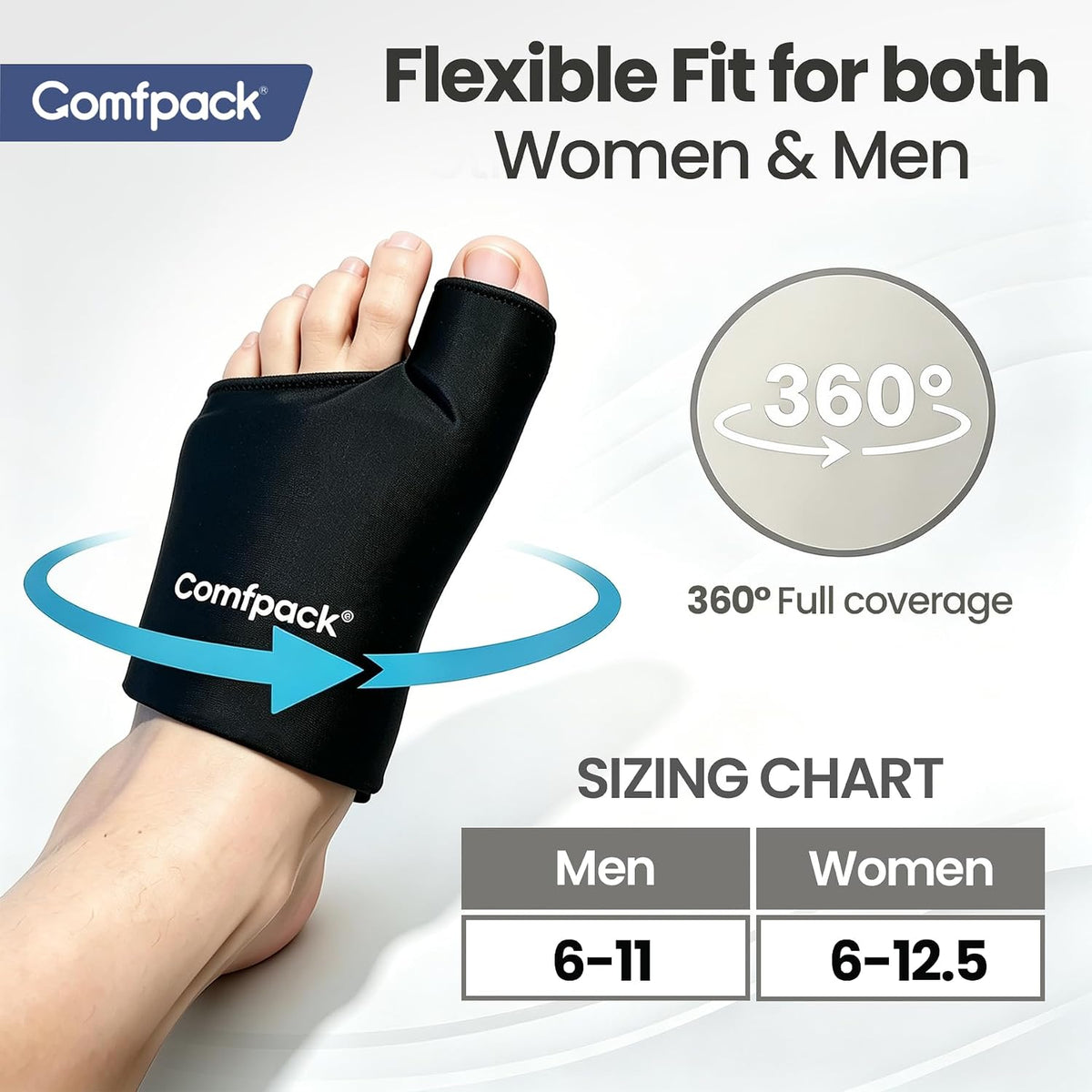 Comfpack Foot Ice Pack Toe Wrap for Bunion, Gout, Plantar Fasciitis Relief