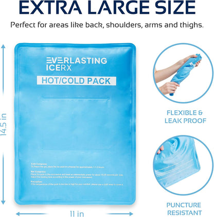 Reusable Ice Pack for Injuries | 11" x 14.5" - 2 Pack XL | Hot & Cold Pack | Large Ice Pack for Back Pain Relief, Soft Ice Packs Reusable, Flexible When Frozen