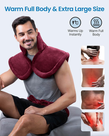 RENPHO Electric Heating Pad - 6 Heat Levels for Neck Shoulder and Back, Birthday Gifts for Women Men Mom Dad, Weighted Pad for Snug Fit, ETL Safety Certified, FSA Eligible, 24"x33" Gray