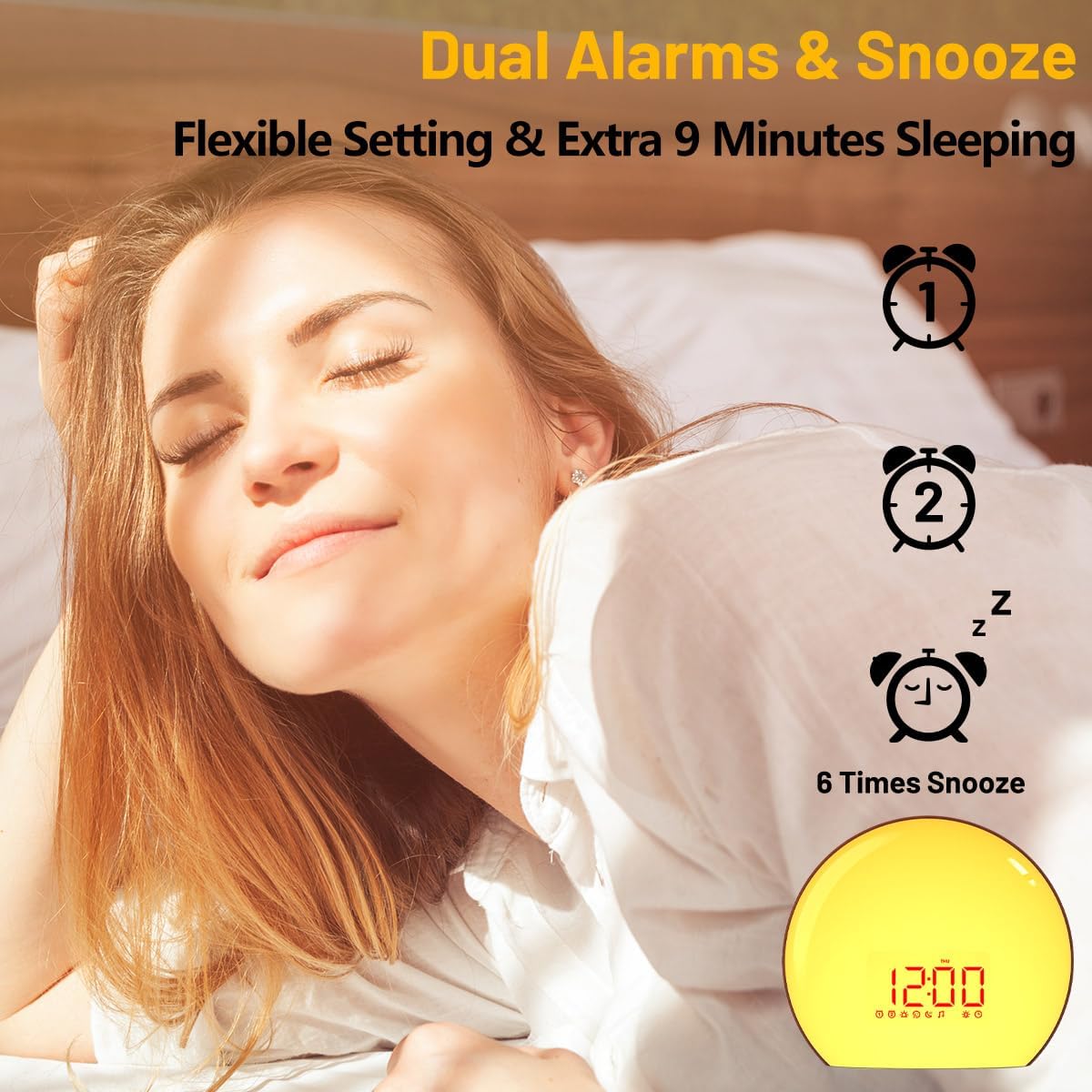 Magicteam Sunrise Alarm Clock Wake Up Clock Natural Sunset Simulation 21 Soothing Sounds Dual Alarm 6 Times Snooze 28 Ringtones Dimmable 12 Colors Night Light 10 Timer Options Adjustable Volume