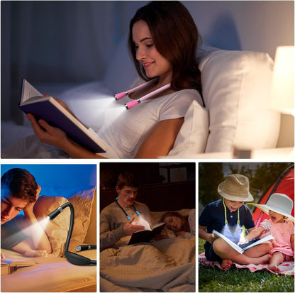 Neck Book Light LED Reading Lamp USB-C Rechargeable, Hands Free, 4 LED Bulbs, 4 Adjustable Brightness, for Reading in Bed or Reading in Car (Green)