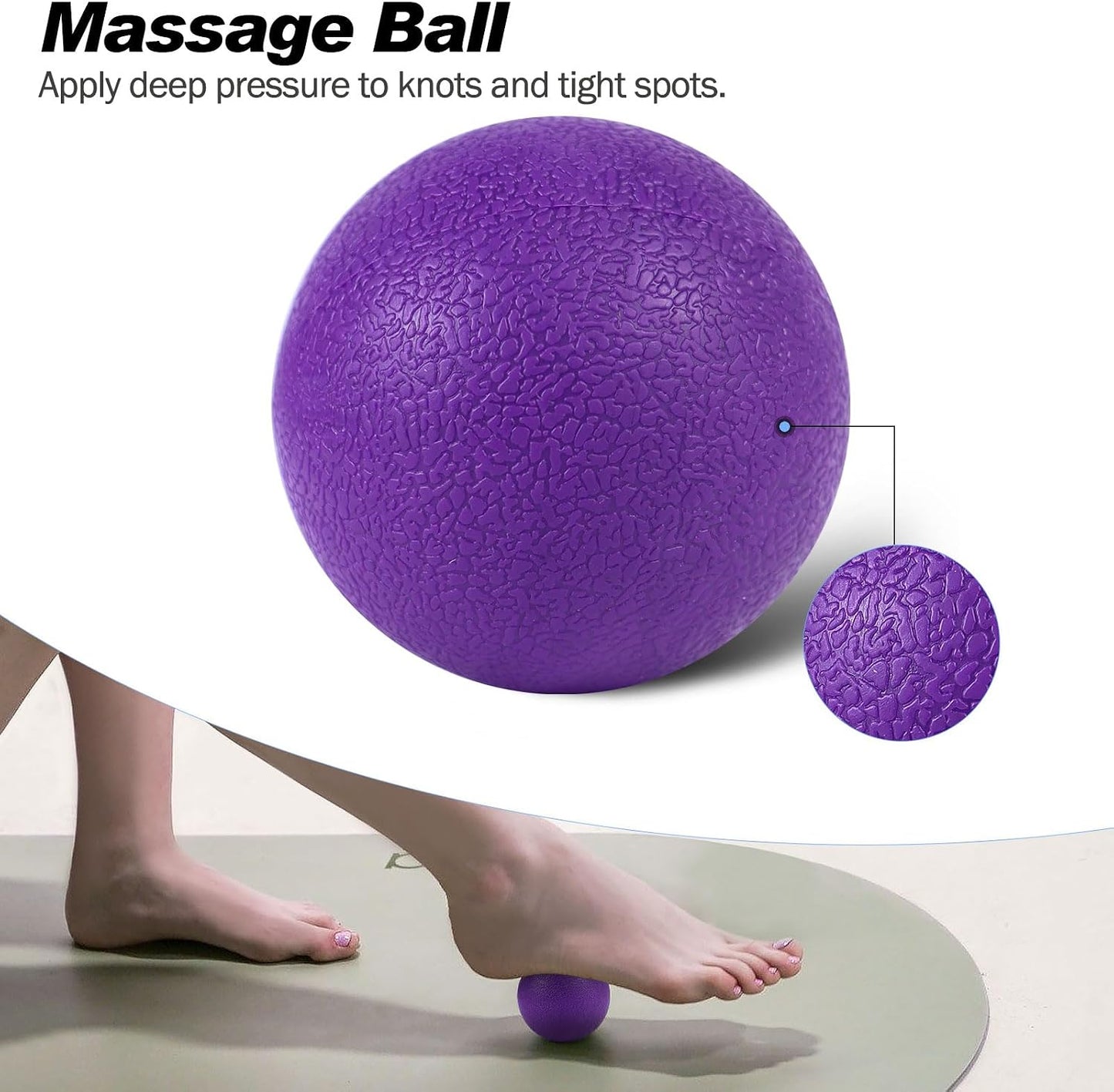 5 in 1 Foam Roller Set High Density Patented Foam Roller for Exercise | Foam Roller Massage Stick, Massage Ball, Resistance Band for Deep Muscle Massage Pilates Yoga Trigger Point Release Purple