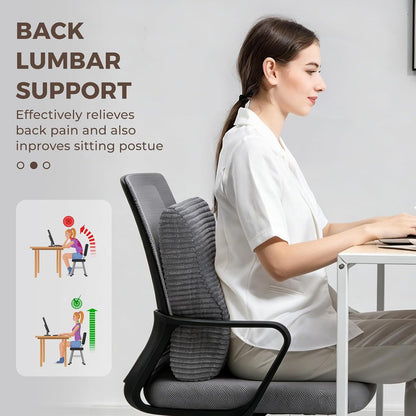 Lumbar Support Pillow for Recliner Chair/Accent Chair/Couch, Washable Cover | Large Memory Foam Back Support Cushion for Elderly, Ergonomic Backrest Pillow for Back Rest/Pain Relief/Reading, Gray