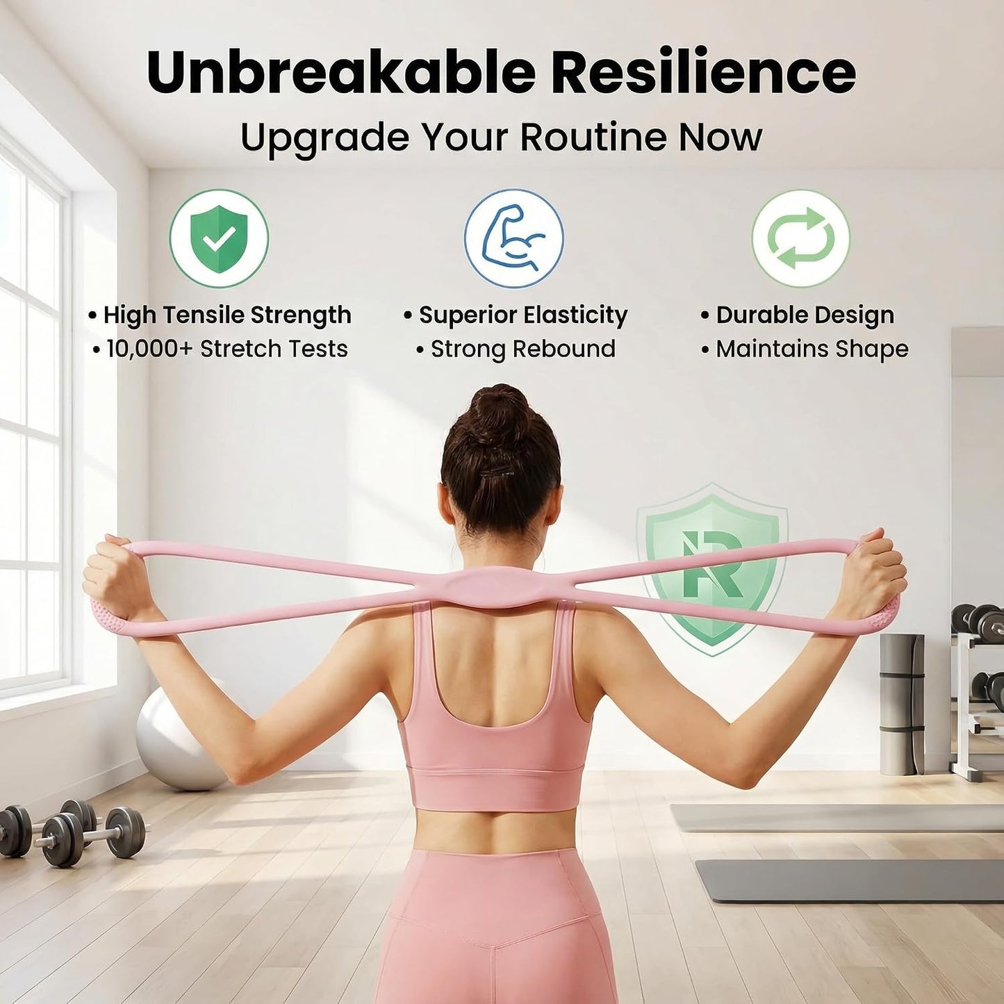 Resistance Bands, Figure 8 Resistance Bands for Women Men, 8 Shaped Resistance Rubber Band for Arms, Back, Shoulder Stretch with Handles, Not Break, Portable