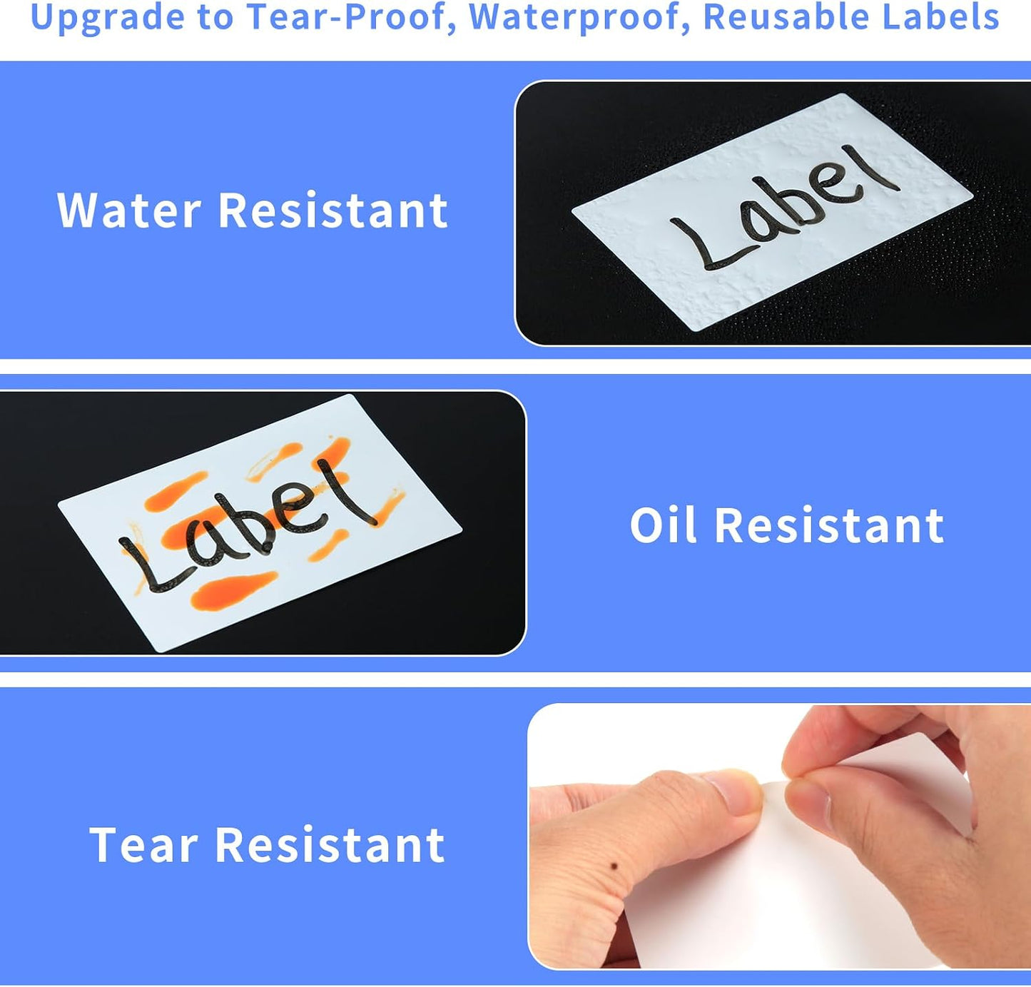 250pcs 3.5 x 2.25 Inch Blank Name Tag Stickers Removable Freezer Labels | Easy Peel Off, Tear Resistant, No Residue, Write On Moving Labels for Classroom Storage Bins Jars Food Containers Box