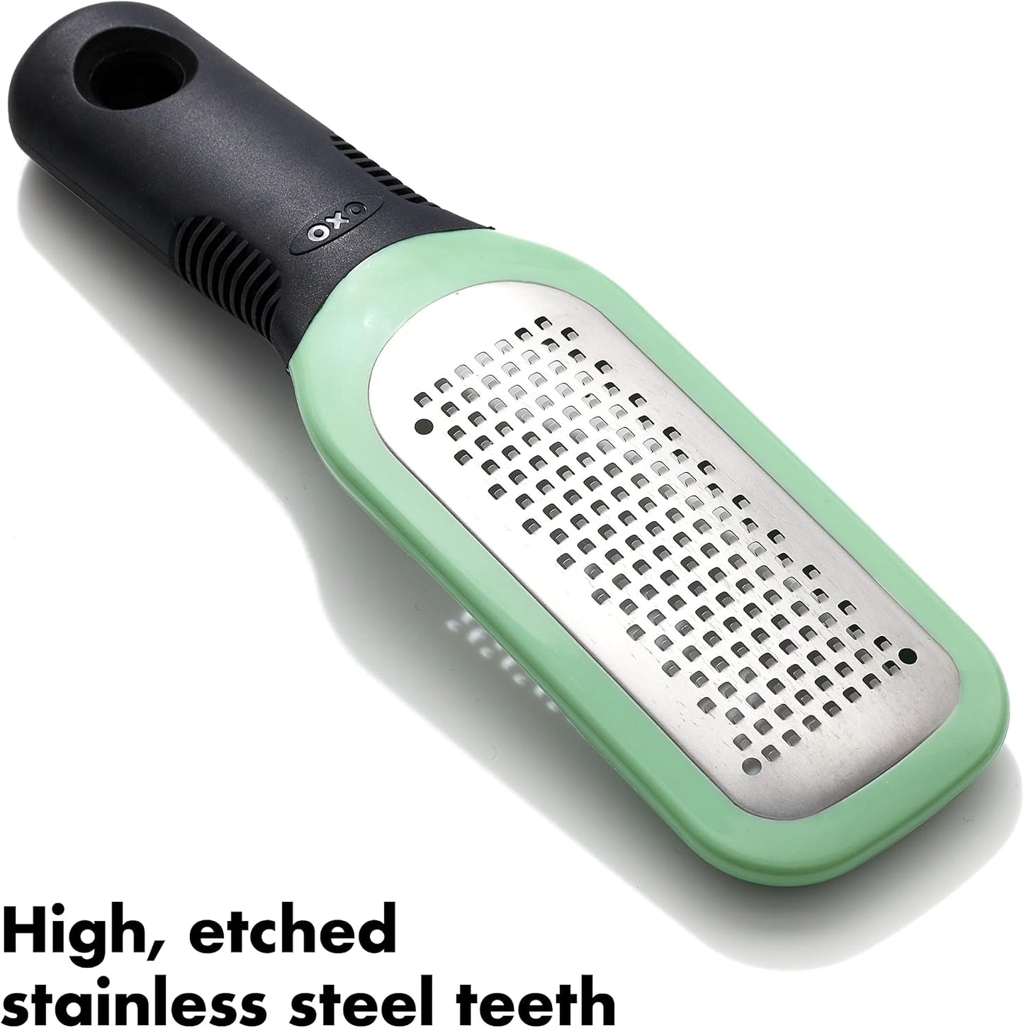 OXO Good Grips Etched Coarse Grater with Handle, Orange | Coarse Kitchen Grater, Sharp Etched Teeth, Non-Slip Handle, Hard Cheese, Vegetables, Chocolate, Easy Grip