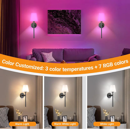 Nekhung Battery Operated Wall Sconce, Peel and Stick Sconces Set of 2