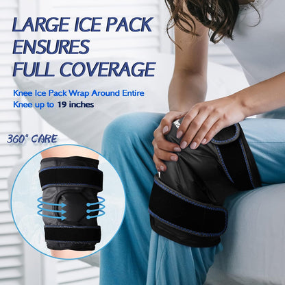 KingPavonini XXL Knee Ice Pack Wrap Around Entire Knee After Surgery, Large Reusable Gel Ice Pack for Injuries, Pain Relief, Swelling, Sports Injuries, 1 Pack (Blue)