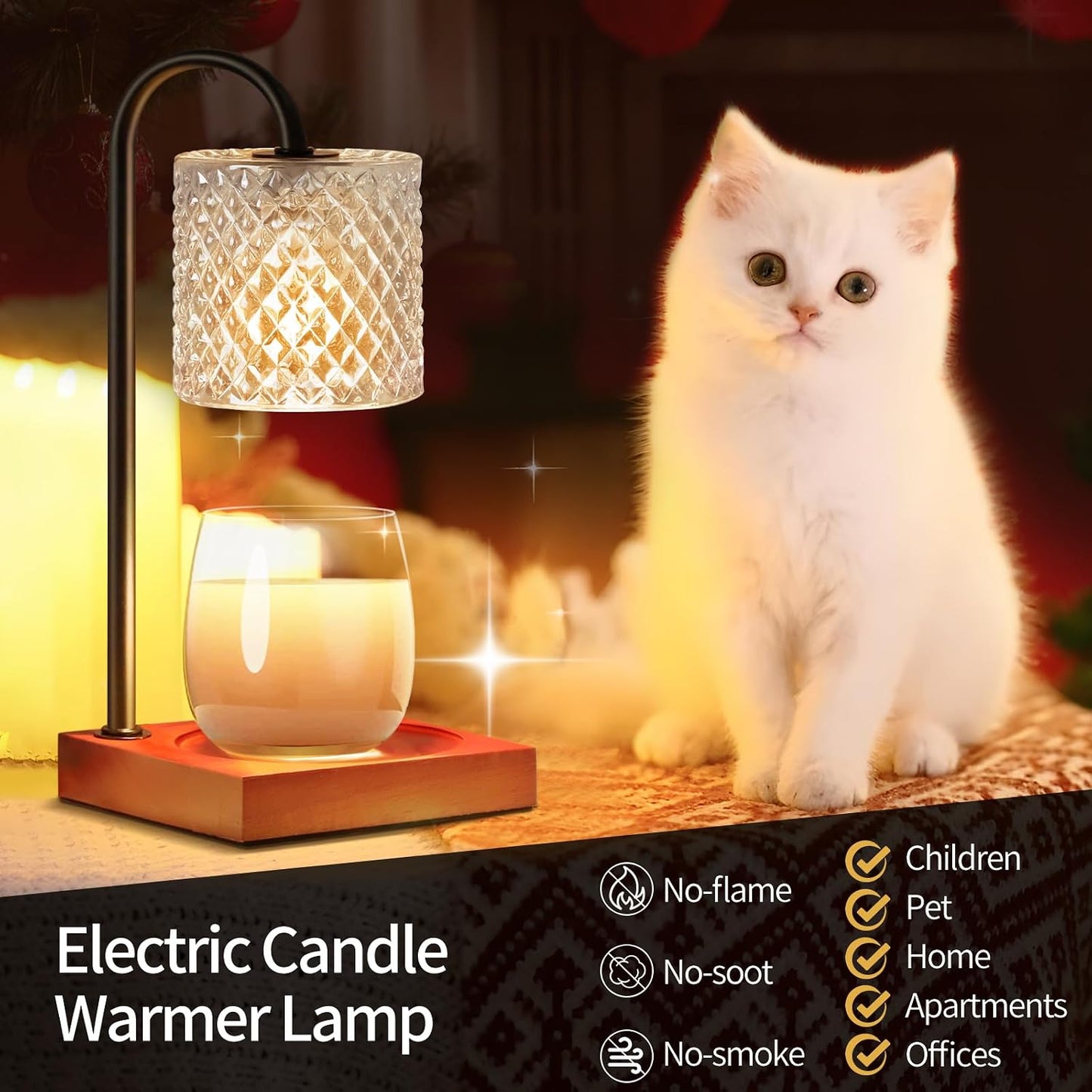 Candle Warmer Lamp with Timer Dimmer, Birthday Gifts for Women Mom, House Warming Gifts, Elegant New Home Decor, Wax Warmer for Jar Candles, Heater Lamp for Scented Wax, Amber Glass
