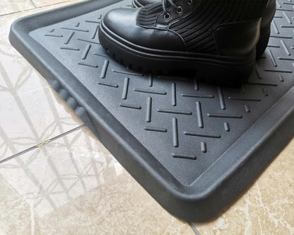 Boot Tray for Entryway,Hard Plastic Boot Mat,Shoe Tray,Shoe Mat for Indoor and Outdoor Use (Black Flower (Hard Plastic), 29.5X14.9 inch)