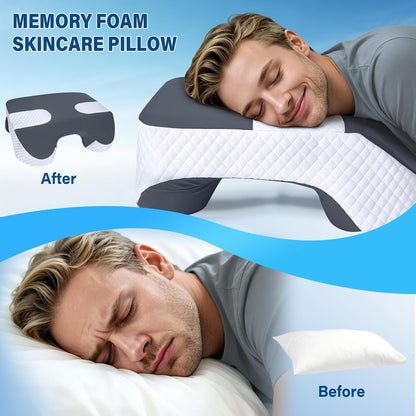 SAHEYER Side Sleeper Pillow with Arm Holes, 2 in 1 Shoulder Relief System for Rotator Cuff Pain, Memory Foam Pillow for Adults with 3 Arm Place Hole - for Side, Back and Stomach, Black