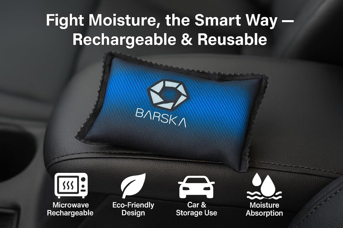 BARSKA Rechargeable Desiccant Dehumidifier - Safe Moisture Absorber for Home Closets, Gun Safes, Basement, Garage, Cars, Microwaveable - Portable Blue Dehumidifying Solution