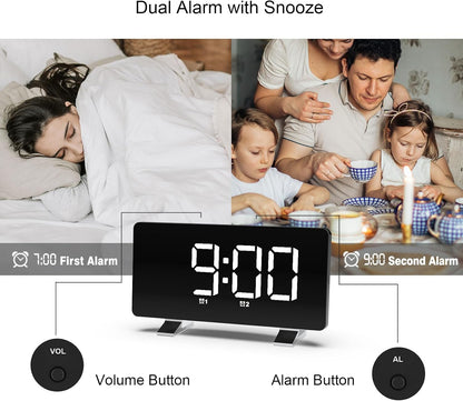 Electronic Vibration Alarm Clock with Super Loud Bed Shaker Memory Function Adjustable Brightness Volume 10 Songs Dual Alarm for Heavy Sleepers Bedroom Desk