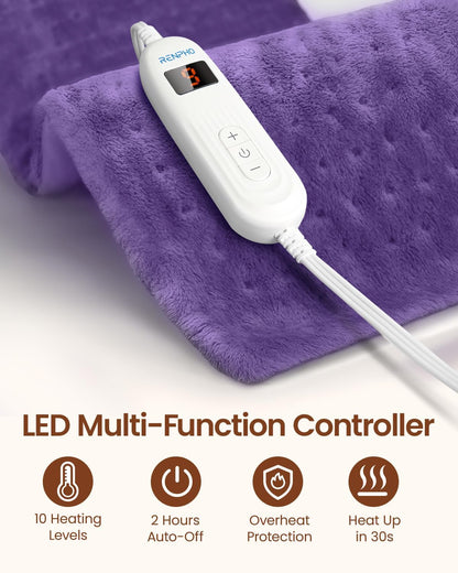 RENPHO Electric Heating Pad for Back with 10 Heat Levels, FSA Eligible HSA | Fit for Neck, Shoulder, Knee, Arm & Leg, Birthday Gift for Women, Men, Mom & Dad, HSA Approved, ETL Certified, 12 x 24", Gray