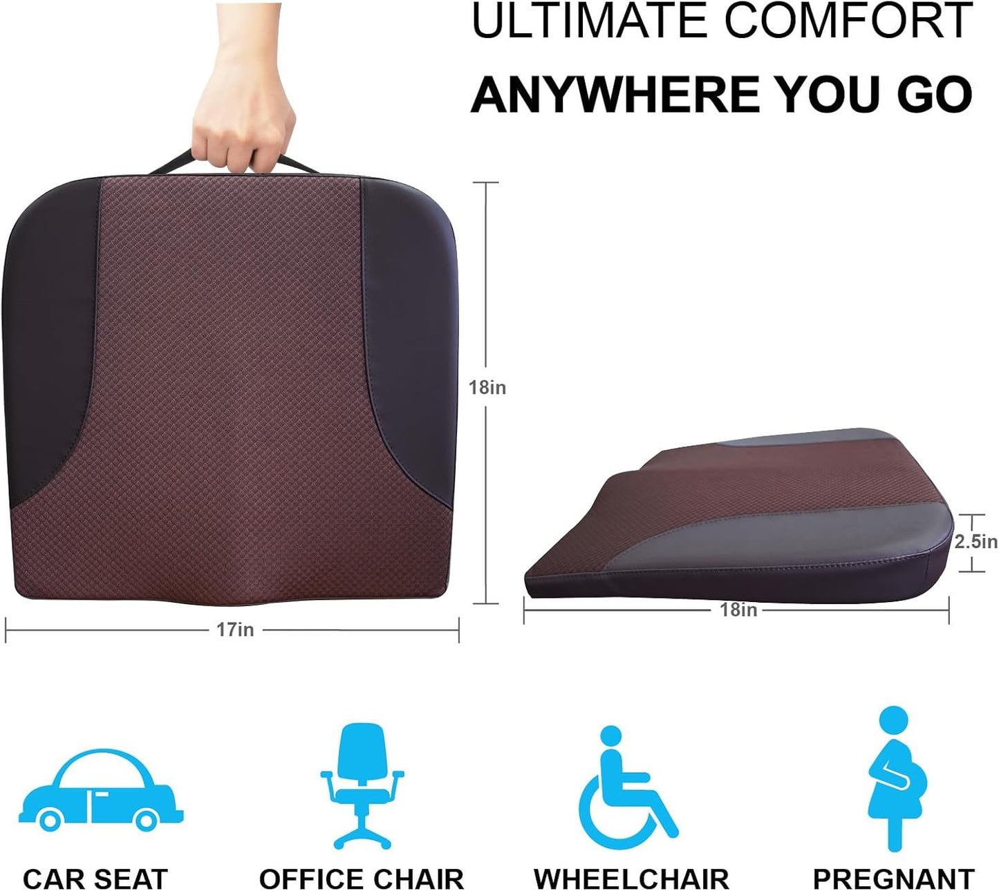 Allaboutsla Car Seat Cushion with Lumbar Support Pillow, Car Back Support | L-Shaped Ergonomic Memory Foam Seat Cushion, Car Seat Cushions for Driving, Driver Cushion and Back Support for Car, B&G