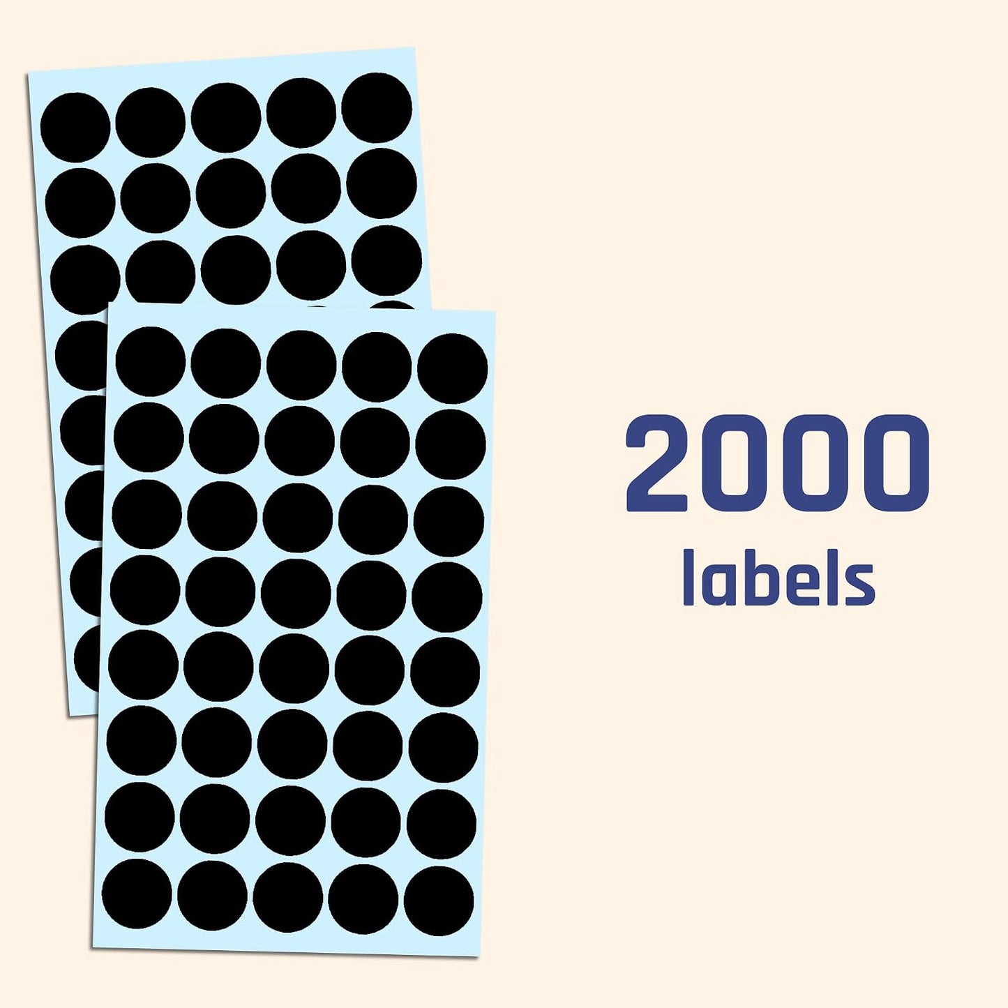 2000 Pack, 3/4" Round Colored Dot Stickers Labels - 10 Colors