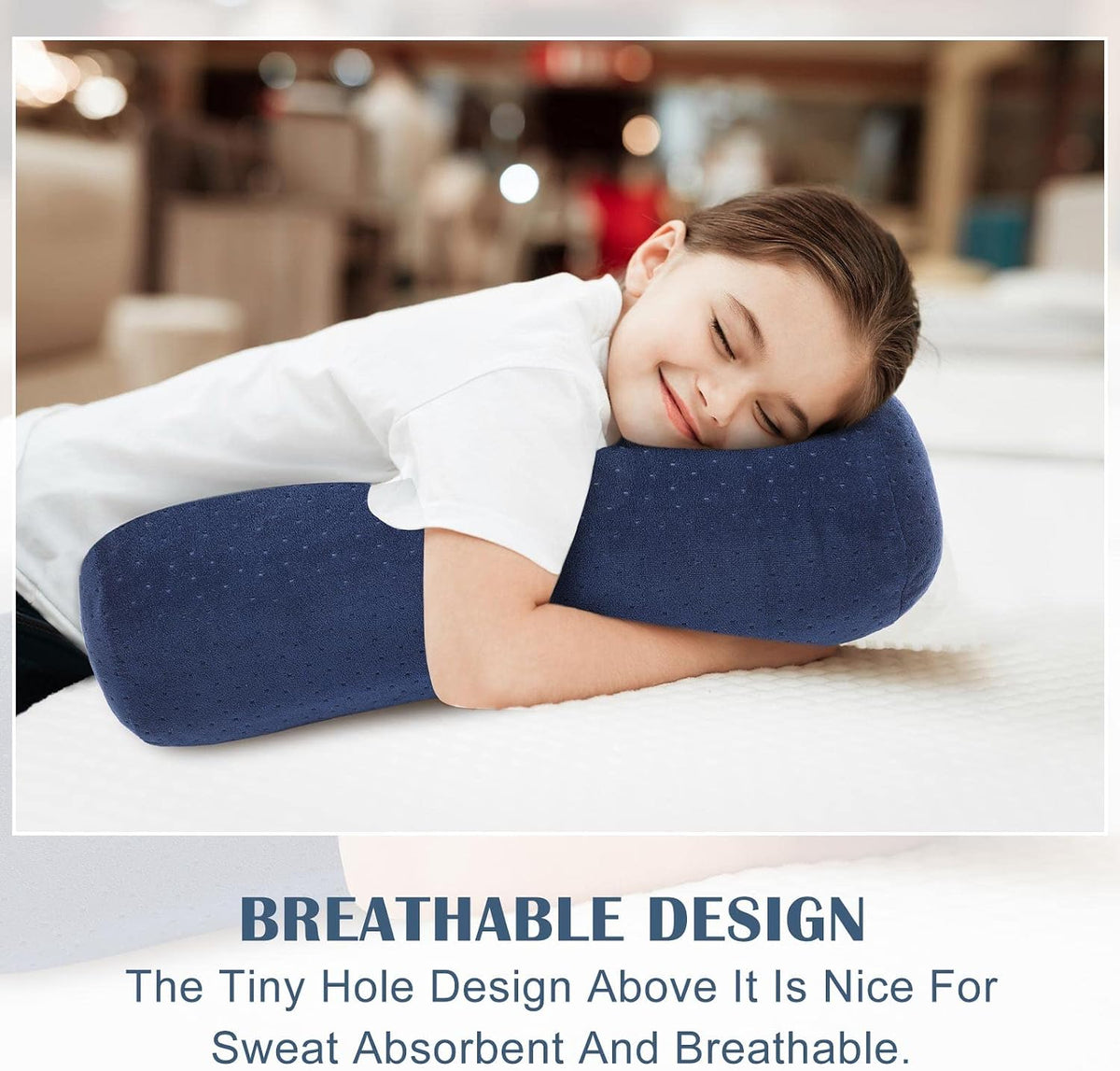 Remerry 2 Pcs Velvet Neck Roll Pillow Covers, 16 x 6 Inches, Navy Blue