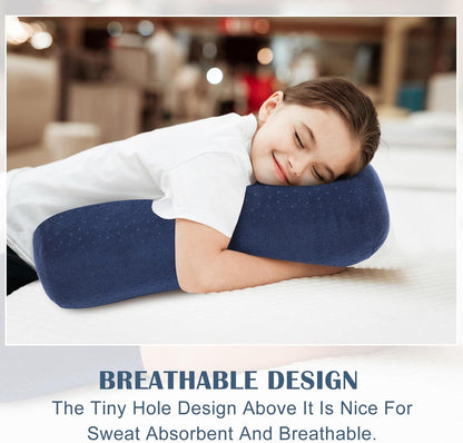 Remerry 2 Pcs Velvet Neck Roll Pillow Covers, 16 x 6 Inches, Navy Blue