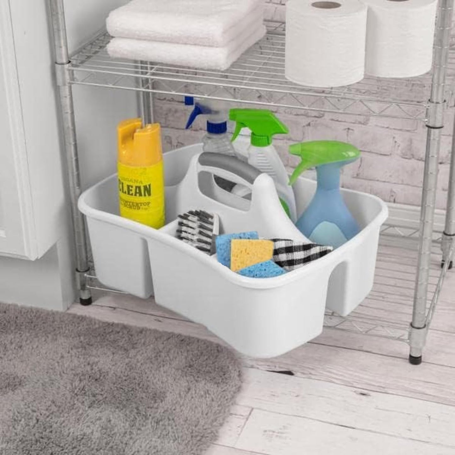 JOEY'Z Extra Large 5 Gallon Divided Cleaning Caddy Organizer with Handle | Cleaning Supplies for Housekeeping, Shower Caddy Portable, Shower Caddy Dorm - Cleaning Supplies Organizer 17.7 x 13.2 x 7.7