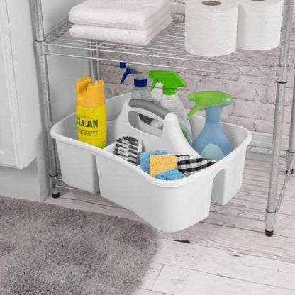 JOEY'Z Extra Large 5 Gallon Divided Cleaning Caddy Organizer with Handle | Cleaning Supplies for Housekeeping, Shower Caddy Portable, Shower Caddy Dorm - Cleaning Supplies Organizer 17.7 x 13.2 x 7.7