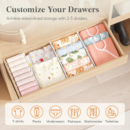 Lifewit 9 Pack 4" High Drawer Dividers, Adjustable Drawer Organizer Clothes | 10.5"-16.5" Expandable White Plastic Separators for Dresser, Kitchen, Cabinet, Nursery, Office, Socks & Underwear Storage