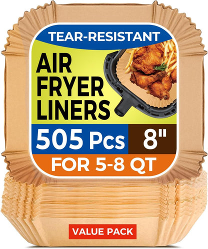 400 Pcs 8" Square Air Fryer Liners Disposable, Airfryer Paper for 5-8QT | Food-grade Parchment Paper for Air fryer Basket, Non-Stick, OilProof Baking Sheets for Oven Pan