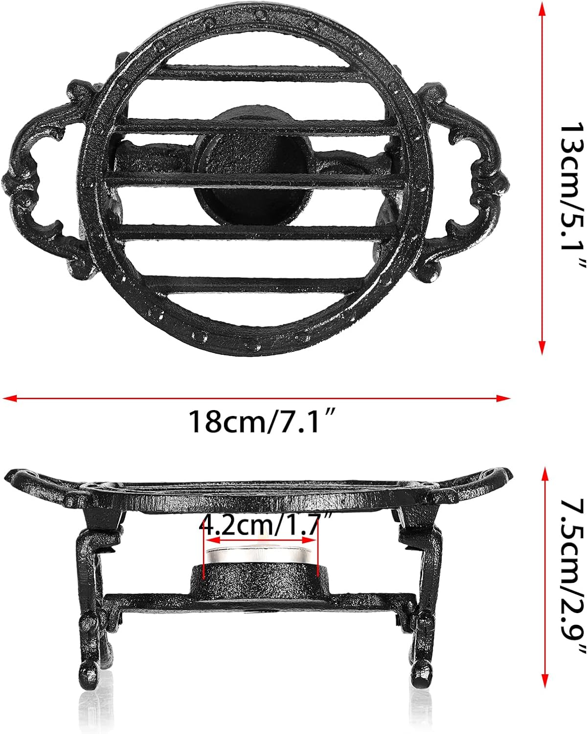 Sumnacon Round Tea Warmer Cast Iron Tea Pot Warmer with Tealight Candle Holder Sturdy Functional Teapot Warmer Stand for Office Party or Desk RetroTea Pot Heater for Heating Milk,Tea,Coffee,Food