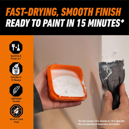 GORILLA Wall Repair Kit, Heavy Duty Spackling, 8 fl oz Tub, 4 in Patch | Includes 3 in Putty Knife, Sanding Block, Lightweight Drywall Filler, Strong Repairs for Walls and Ceilings