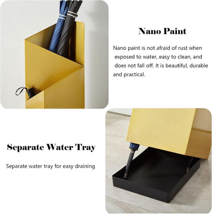Umbrella Stand, Metal Umbrella Holder for Entryway with Drip Tray, Umbrella Storage Rack,Umbrella Holder Bin,Cane Walking Stick Holder for Home Entryway Office Hotel White