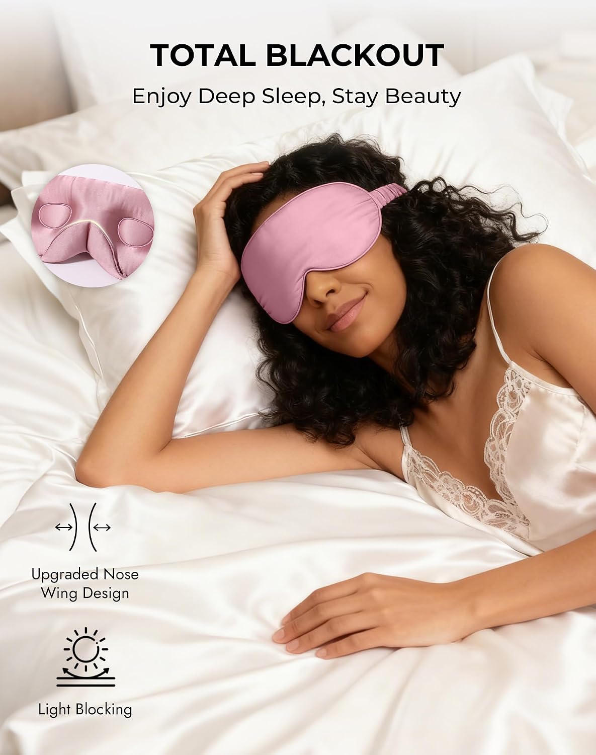 SilkSilky 100% 22 Momme Mulberry Silk Sleep Mask, Dark Blue