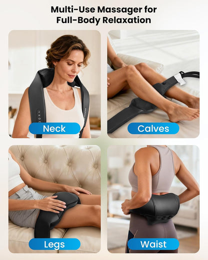 COMFIER Shiatsu Neck and Shoulder Massager with Heat,White Elephant Gifts for Adults,4D Deep Kneading Massage Pillow with Heat, Back Massager, Pillow Massage,Jet Black