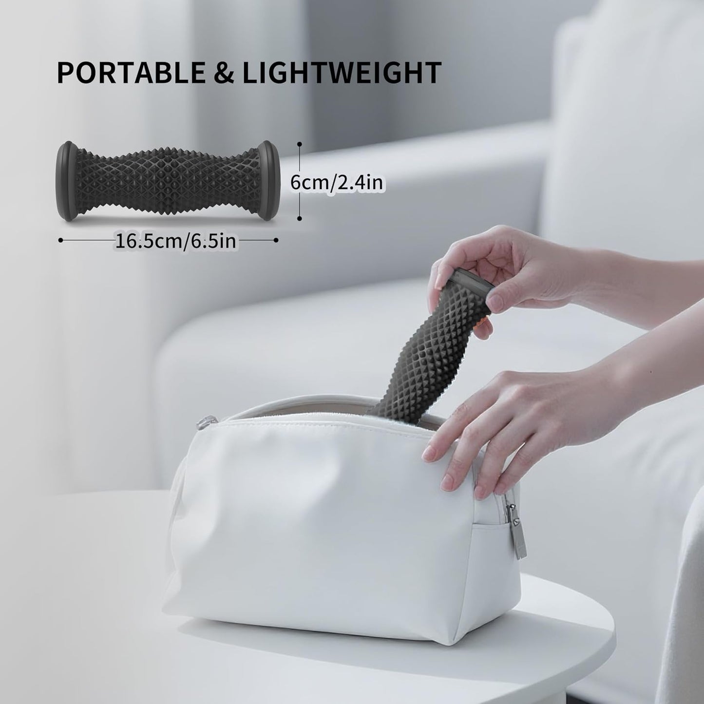 Foot Roller Massager for Plantar Fasciitis Relief, Portable Silent Deep Tissue Massager Tool for Arch and Heel Pain-Grey