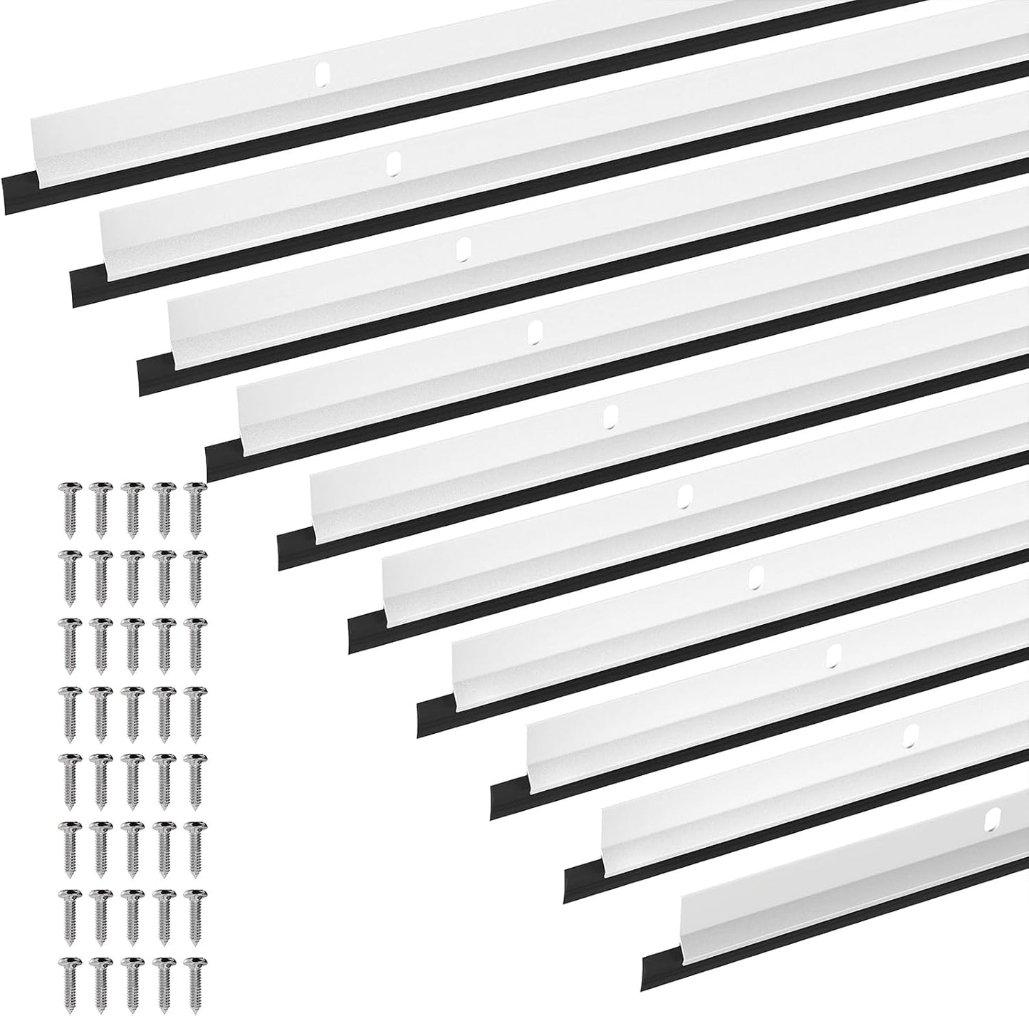 AMZNOVA Door Sweep Door Threshold Sweeper, 36in, Brown, 2Pack | Sweep Aluminum and Vinyl for Interior & Exterior Bottom, Dust Bug Draft Stopper Storm Weatherproof Aluminum Vinyl Sweeper