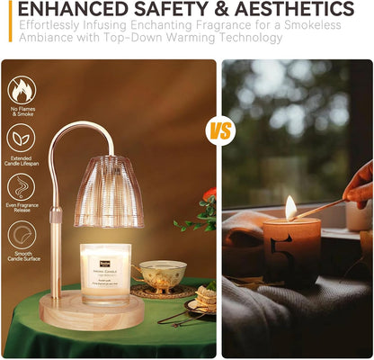 Candle Warmer Lamp with 3 Bulbs, Adjustable Height Dimmable Candle Warmer with Timer, Candle Lamp with Charming Gift Box Ribbon,Birthday Gifts for Women Mom, House Warming Gifts New Home Decor