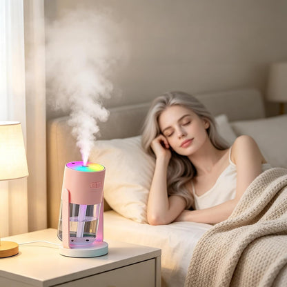 UEISODC bedroom humidifier, desktop USB humidifier, car air freshener, relieves tight skin, cough, nasal congestion, allergies and dry air，With automatic shutdown, silent operation