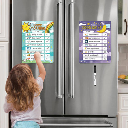 JJPRO Bedtime/Morning Routine Chart - Magnetic Daily Schedule Board for Kids - Outer Space