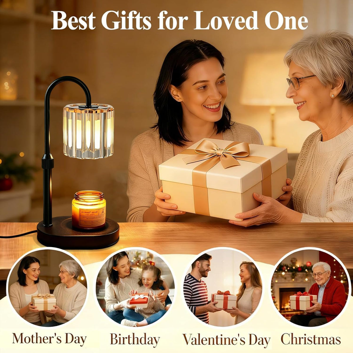 Lukasa Candle Warmer Lamp, with Timer Dimmer Adjustable Height, Home Decor, Room Decor, Wax Melt Warmer for Candles, Gifts for Mom, Gifts for Mother's Day, Birthday Gifts for Women
