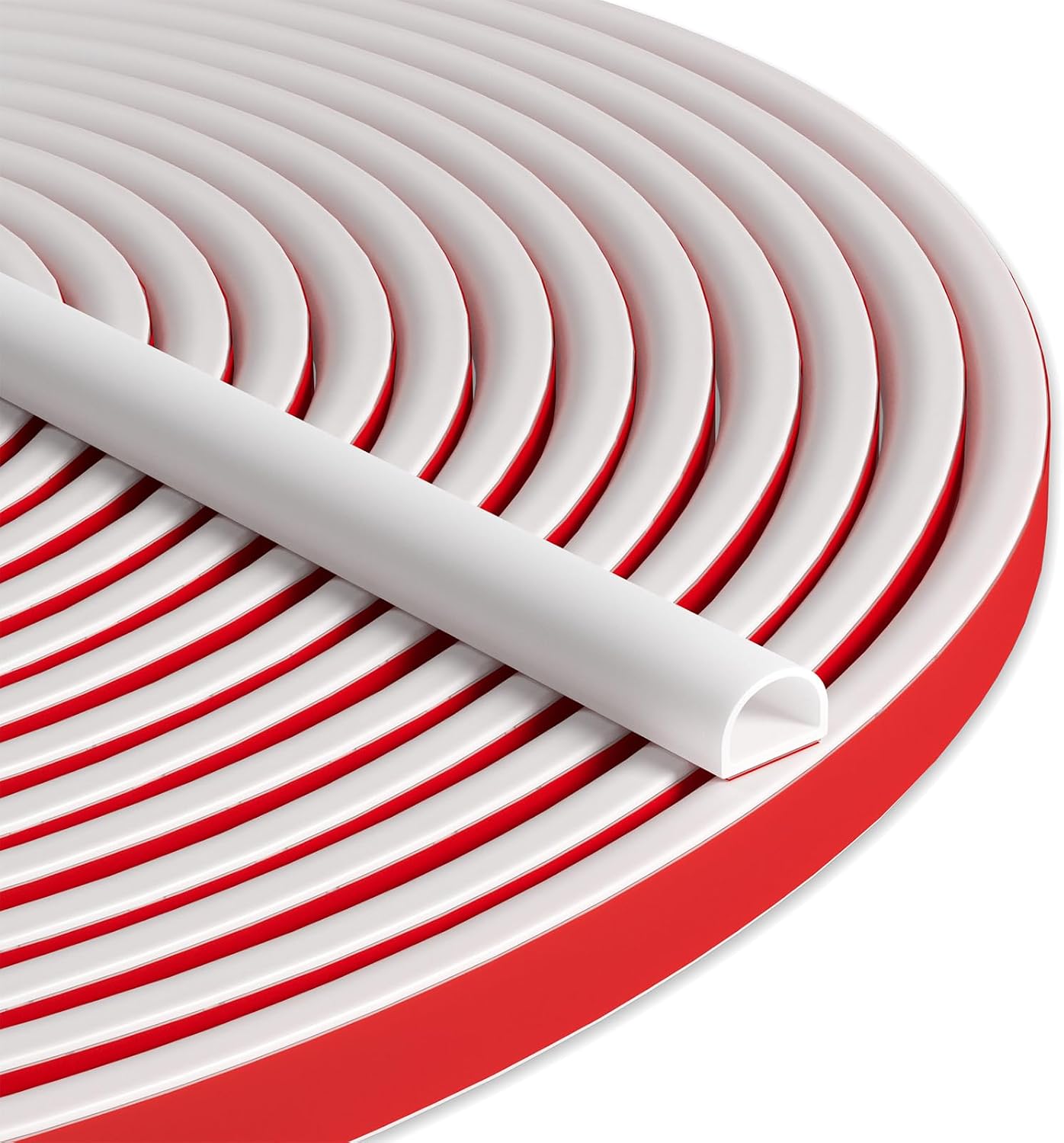 20FT Weather Stripping Door Seal, Self-Adhesive Silicone D-Shaped Seal Strip for Door Frame & Window Gaps, Soundproof Insulation Gap Filler
