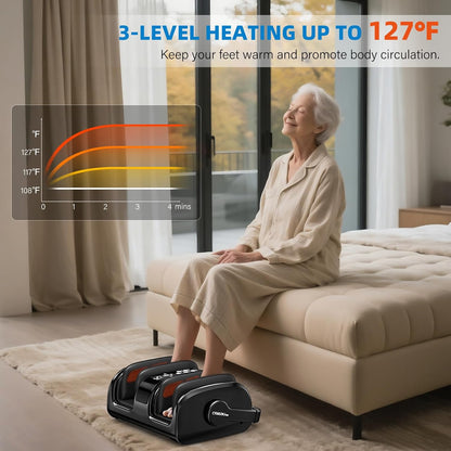HSA Eligible FSA Shiatsu Foot Massager with Heat for Neuropathy and Pain Relief, 3 Heat Therapy, 5 Intensity Deep Kneading, Rolling for Calf-Feet-Arm Relaxation, Plantar Fasciitis