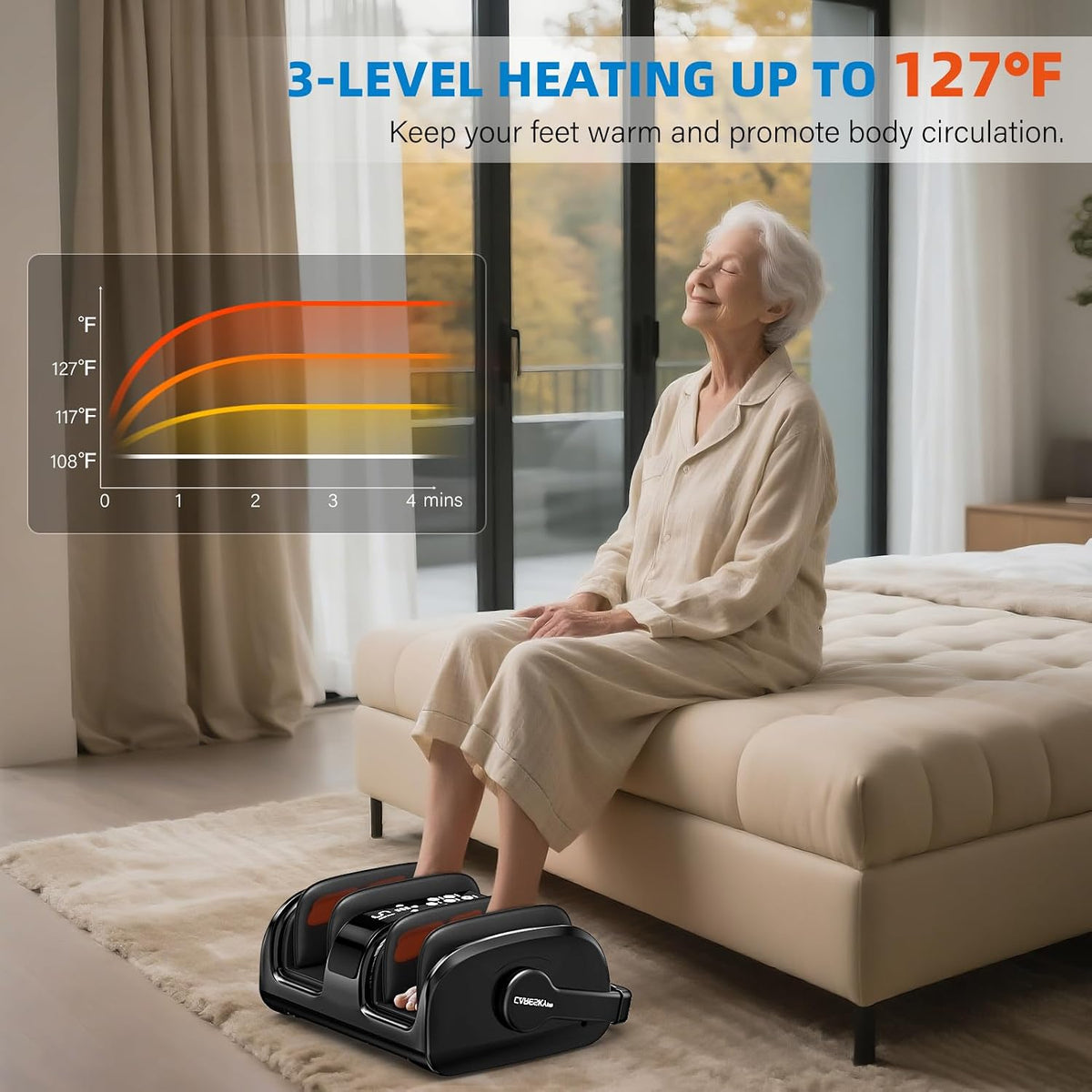 CARESKYpro HSA Eligible FSA Shiatsu Foot Massager with Heat for Neuropathy and Pain Relief, 3 Heat Therapy, 5 Intensity Deep Kneading, Rolling for Calf-Feet-Arm Relaxation, Plantar Fasciitis