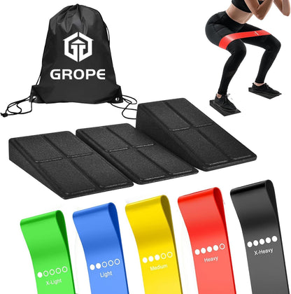 Slant Board 3 Pcs Squat Wedge for Calf Stretching | 12" x 6.3" With Carry Bag，Adjustable Foam Slant Board Wedge Great for Exercises，Foot Stretcher for Plantar Fasciitis