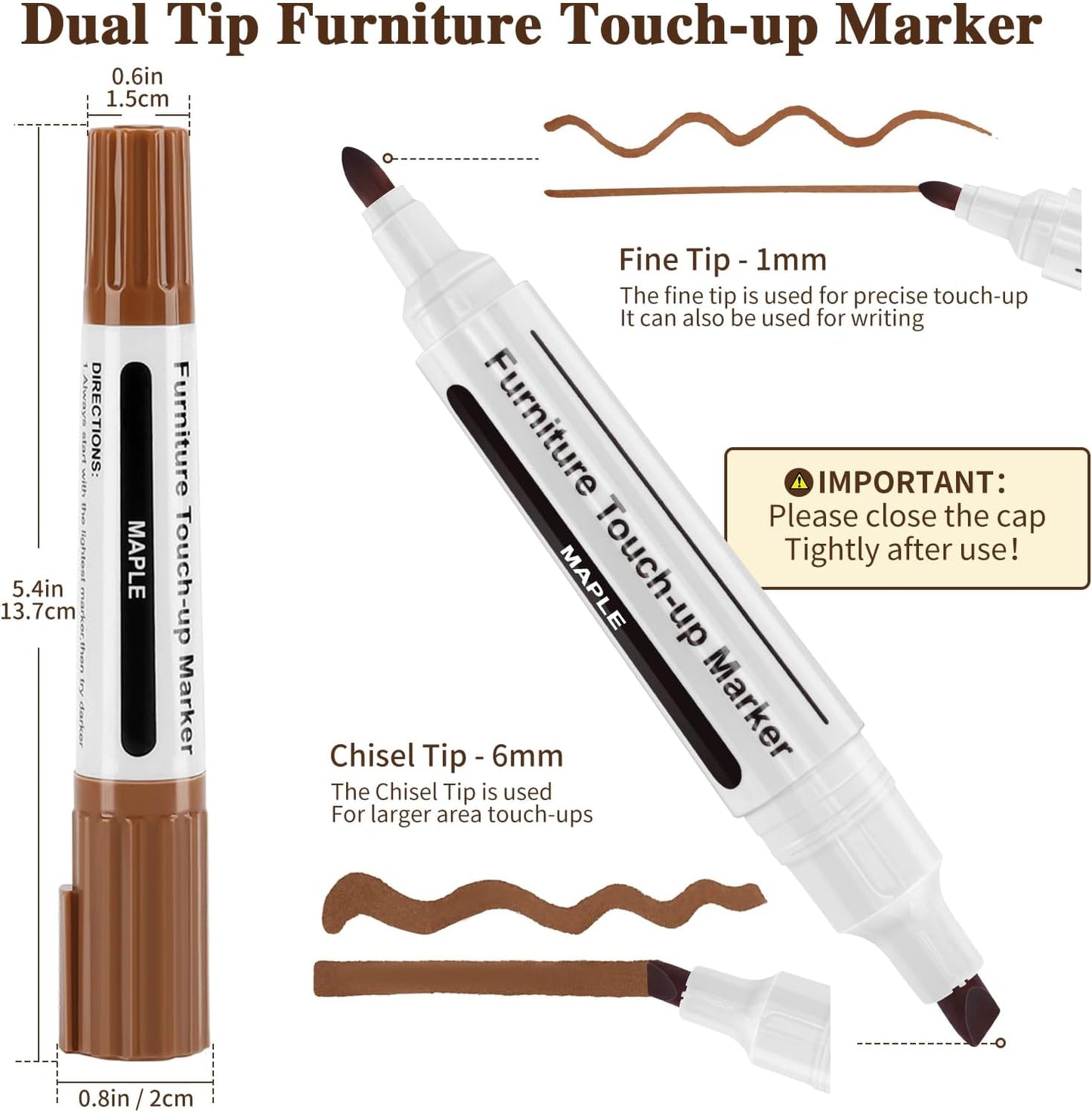 Dual Tip Furniture Markers Touch Up, Upgrade 13 Pcs Markers Furniture Repair Kit, Touch Up Paint Pen and Wood Filler Putty Stick with Sharpener Kit, for Stain Remover, Floor Scratch Repair