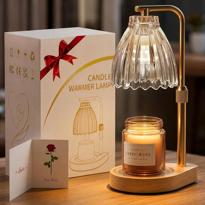 Gifts for Women, Candle Warmer Lamp with Adjustable Height, Timer & Dimmer, Birthday Gifts for Women, Elegant Gift Box & Greeting Card, Candle Lamp with 2 Bulbs for Home Decor/Bedroom/Office