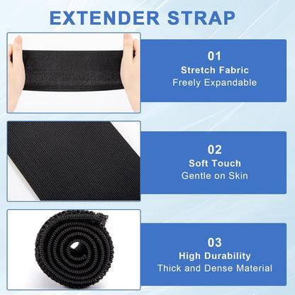 4 Pcs Extender Strap, Reusable Ice Belt, Adjustable Ice Pack Strap, Elastic Hook and Loop Extension Straps for Ice Pack Back, Knee, Ankle Braces, Vests, Wraps, and Belts, Multiple Uses, Black