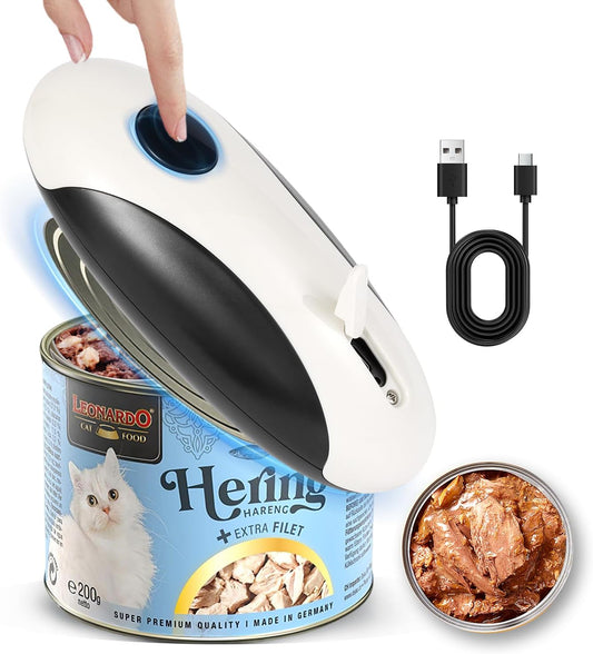 Rechargeable Electric Can Opener, Hands Free for seniors，Food Safe Automatic Can Opener with Smooth Edge,Easy to Use,Works with All Standard Cans (Black)
