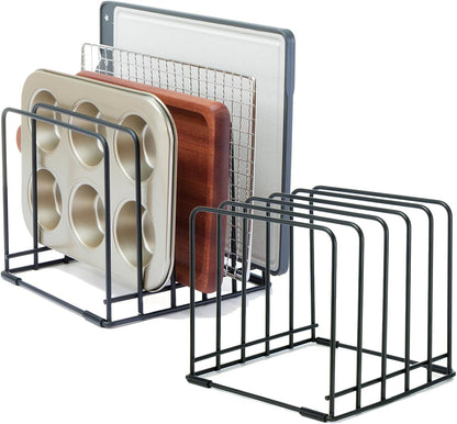 Cutting Board Organizer,Kitchen Cabinet Organizer,Divided Rack with 5 Slots for Baking Trays,Space-Saving Kitchen Storage for Cutting Boards, Cookie Sheet, Thin Pans and Baking Sheets Holder (1pcs)
