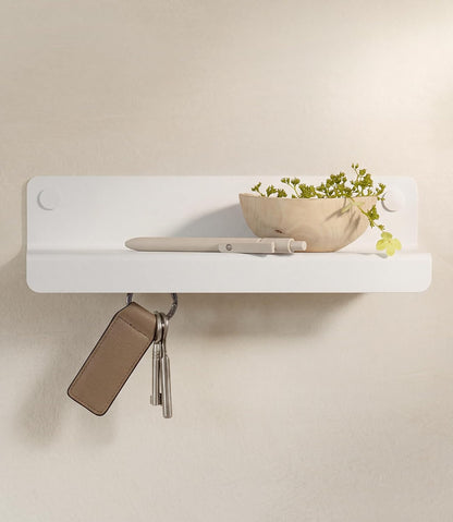Kazai. Key Holder for Wall 'Holmsen' | Minimalist Key Hooks Design from Berlin | Modern Key Hanger with Metal Shelf | Key Hook Wall Mounted as Hallway Furniture | Sand Taupe