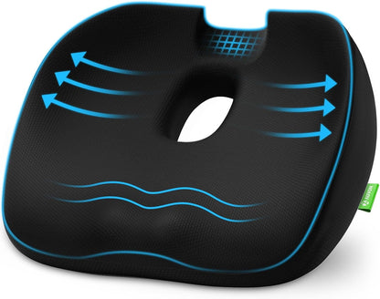 AUVON Innovative Donut Pillow Hemorrhoid Scientific Hole & Tailbone Cut | Orthopedic Pain Relief Donut Seat Cushion for Tailbone, Sciatica, Postpartum Pregnancy, After Surgery Sitting Relief